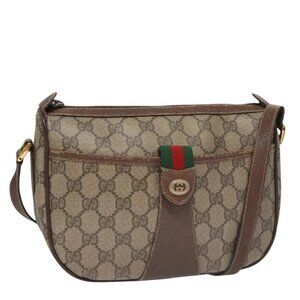 GUCCI GG Supreme Web Sherry Line Shoulder Bag PVC Beige 89 02 032 Auth 105222
